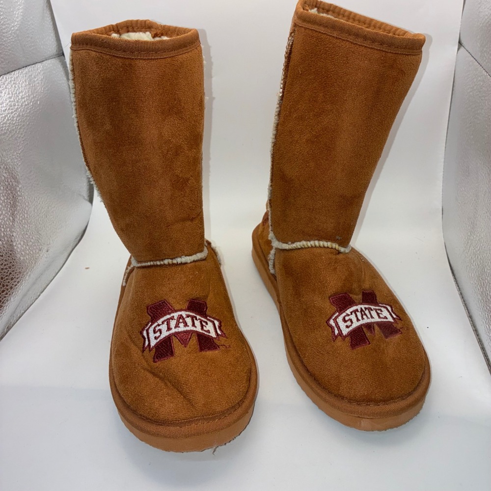 Mississippi State Bulldogs Women S 5/6 Faux Suede Shearling Boots M State Brown